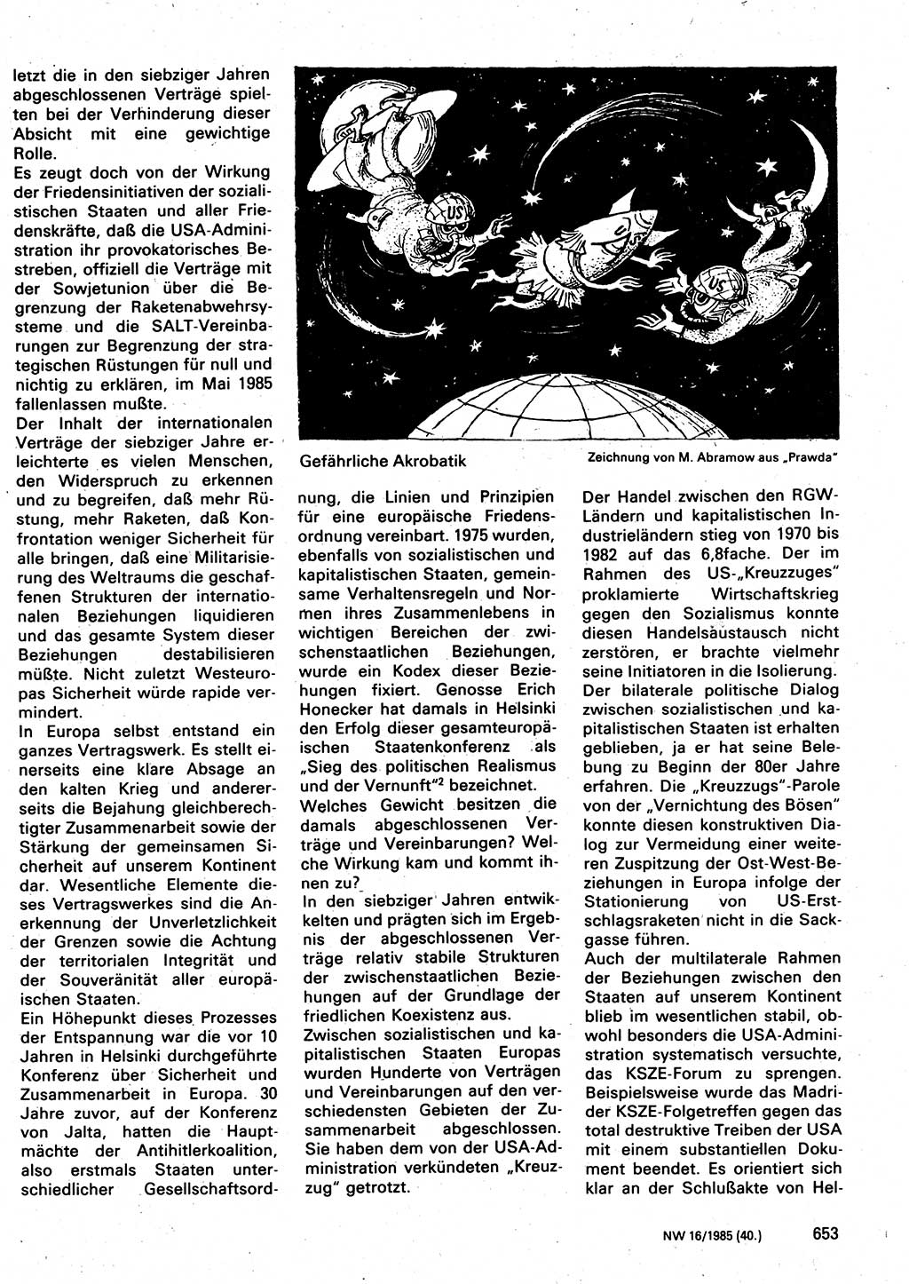Neuer Weg (NW), Organ des Zentralkomitees (ZK) der SED (Sozialistische Einheitspartei Deutschlands) für Fragen des Parteilebens, 40. Jahrgang [Deutsche Demokratische Republik (DDR)] 1985, Seite 653 (NW ZK SED DDR 1985, S. 653)