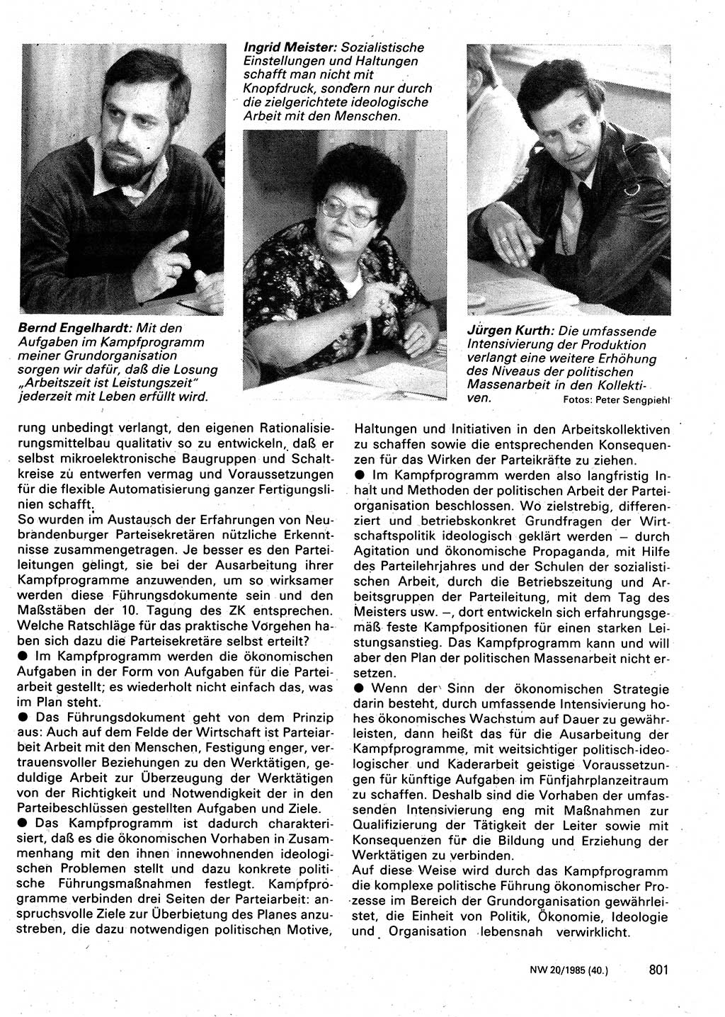 Neuer Weg (NW), Organ des Zentralkomitees (ZK) der SED (Sozialistische Einheitspartei Deutschlands) für Fragen des Parteilebens, 40. Jahrgang [Deutsche Demokratische Republik (DDR)] 1985, Seite 801 (NW ZK SED DDR 1985, S. 801)