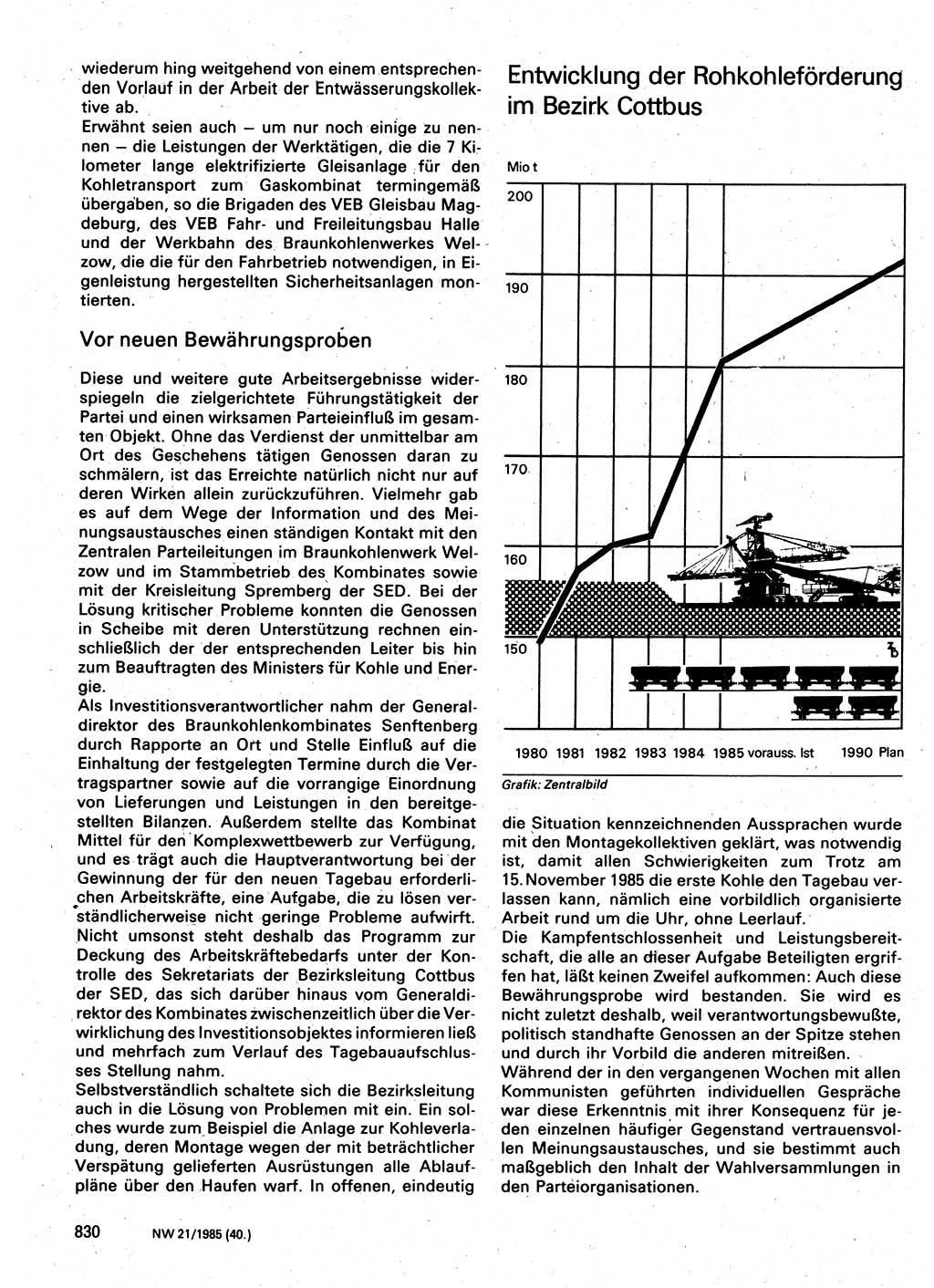 Neuer Weg (NW), Organ des Zentralkomitees (ZK) der SED (Sozialistische Einheitspartei Deutschlands) für Fragen des Parteilebens, 40. Jahrgang [Deutsche Demokratische Republik (DDR)] 1985, Seite 830 (NW ZK SED DDR 1985, S. 830)