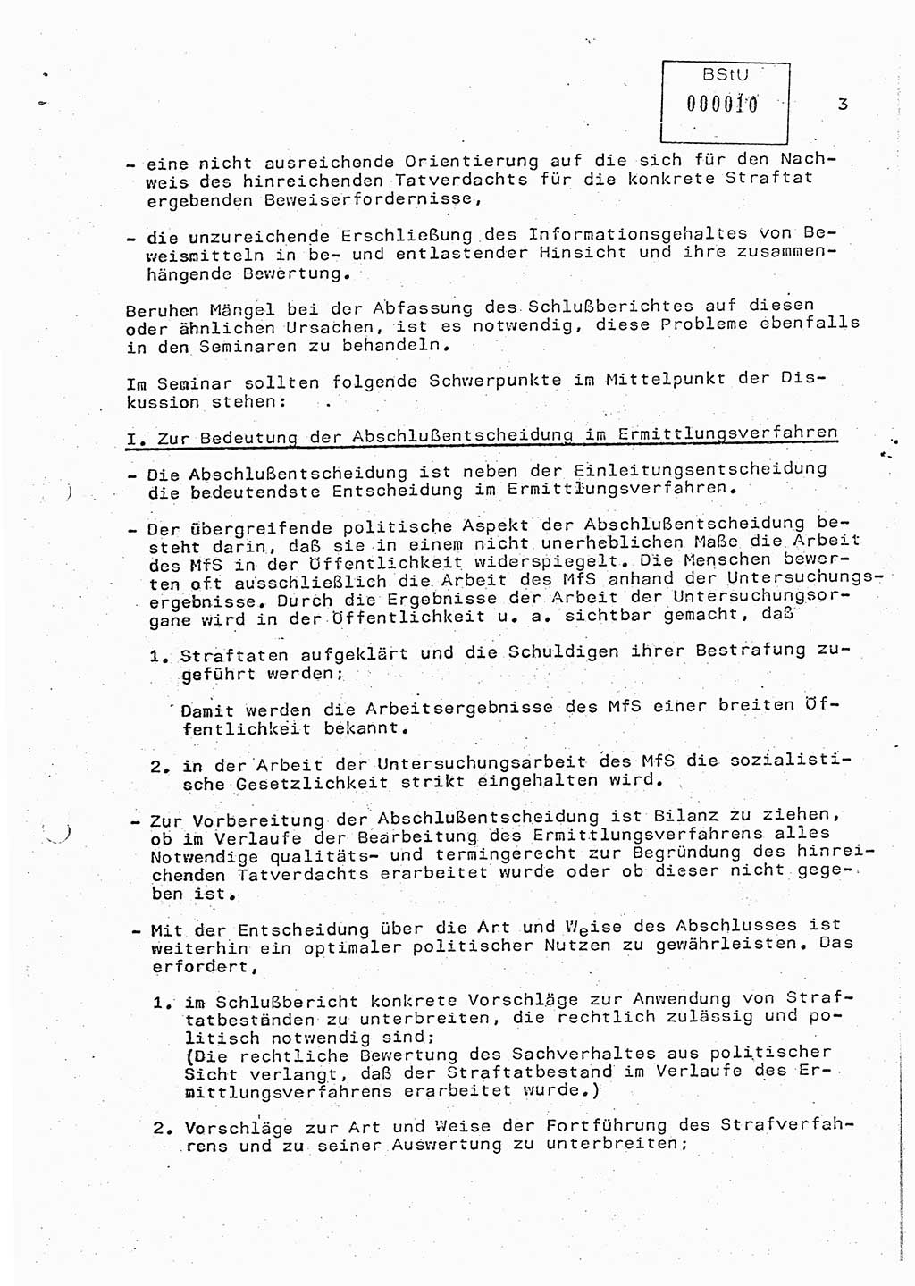 Rahmenseminarplan Lektion Ministerium für Staatssicherheit (MfS) [Deutsche Demokratische Republik (DDR)], Hauptabteilung (HA) Ⅸ, Vertrauliche Verschlußsache (VVS) o014-346/85, Berlin 1985, Seite 3 (R-Sem.-Pl. Lekt. MfS DDR HA Ⅸ VVS o014-346/85 1985, S. 3)