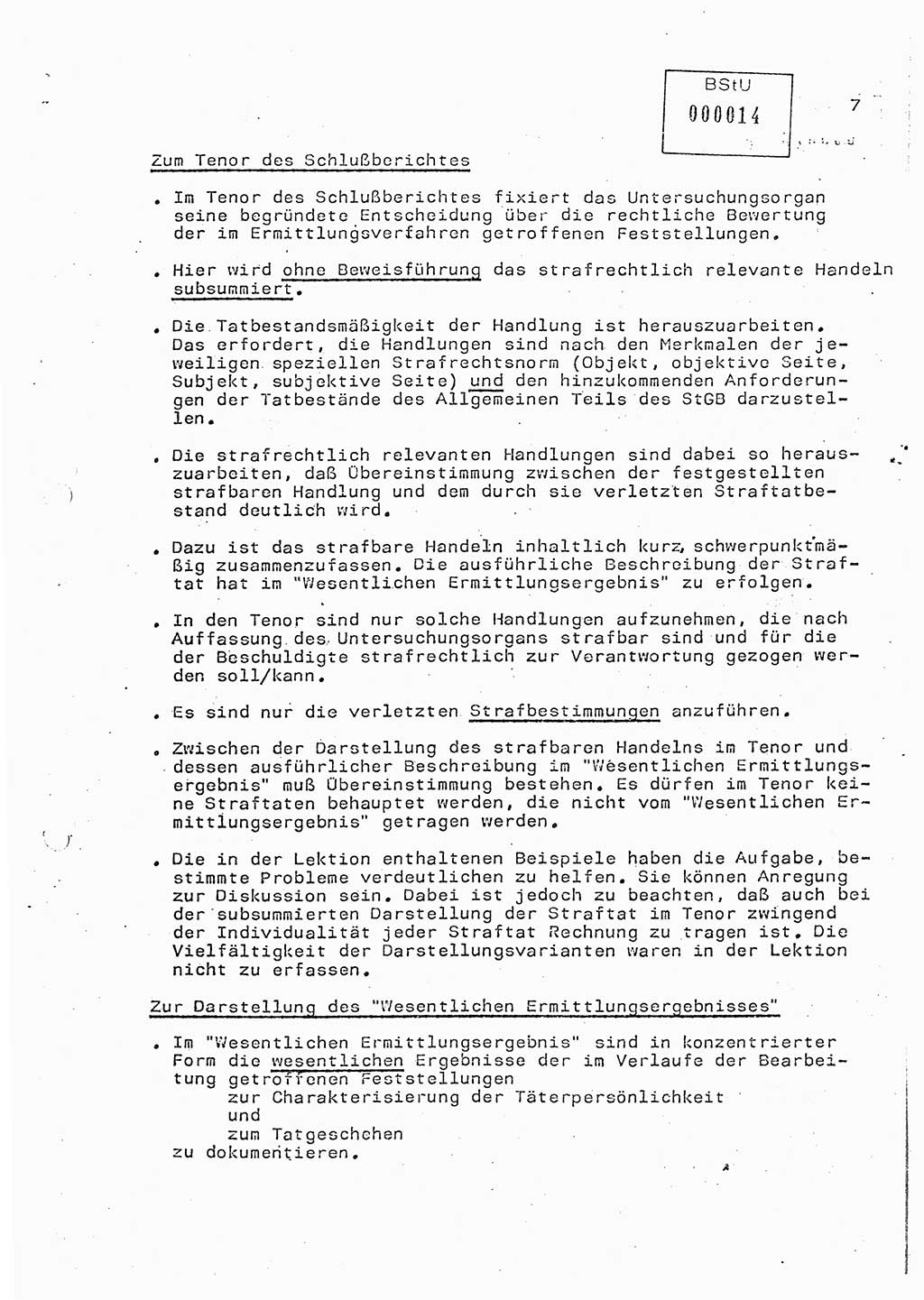 Rahmenseminarplan Lektion Ministerium für Staatssicherheit (MfS) [Deutsche Demokratische Republik (DDR)], Hauptabteilung (HA) Ⅸ, Vertrauliche Verschlußsache (VVS) o014-346/85, Berlin 1985, Seite 7 (R-Sem.-Pl. Lekt. MfS DDR HA Ⅸ VVS o014-346/85 1985, S. 7)