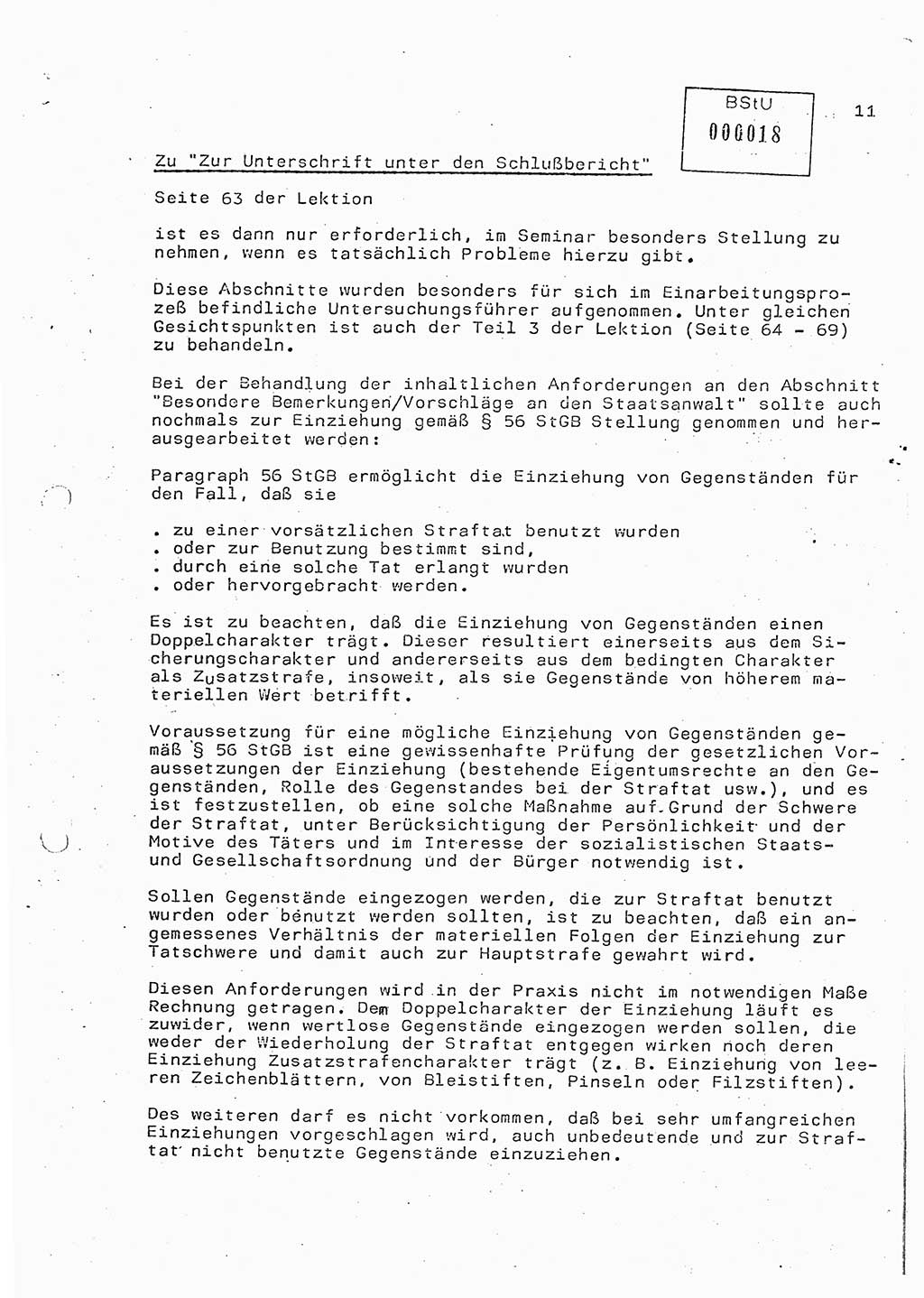 Rahmenseminarplan Lektion Ministerium für Staatssicherheit (MfS) [Deutsche Demokratische Republik (DDR)], Hauptabteilung (HA) Ⅸ, Vertrauliche Verschlußsache (VVS) o014-346/85, Berlin 1985, Seite 11 (R-Sem.-Pl. Lekt. MfS DDR HA Ⅸ VVS o014-346/85 1985, S. 11)