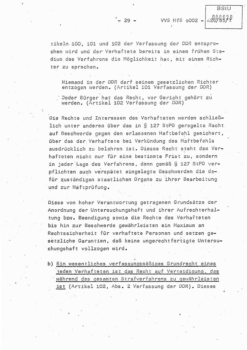 Der Untersuchungshaftvollzug im MfS, Schulungsmaterial Teil Ⅰ, Ministerium für Staatssicherheit [Deutsche Demokratische Republik (DDR)], Abteilung (Abt.) ⅩⅣ, Vertrauliche Verschlußsache (VVS) o022-462/85/Ⅰ, Berlin 1985, Seite 29 (Sch.-Mat. Ⅰ MfS DDR Abt. ⅩⅣ VVS o022-462/85/Ⅰ 1985, S. 29)