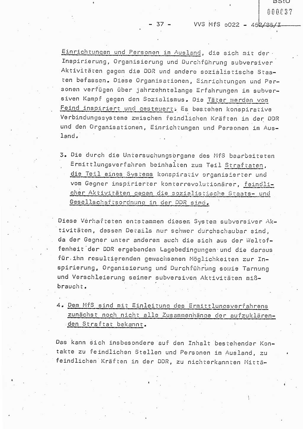 Der Untersuchungshaftvollzug im MfS, Schulungsmaterial Teil Ⅰ, Ministerium für Staatssicherheit [Deutsche Demokratische Republik (DDR)], Abteilung (Abt.) ⅩⅣ, Vertrauliche Verschlußsache (VVS) o022-462/85/Ⅰ, Berlin 1985, Seite 37 (Sch.-Mat. Ⅰ MfS DDR Abt. ⅩⅣ VVS o022-462/85/Ⅰ 1985, S. 37)