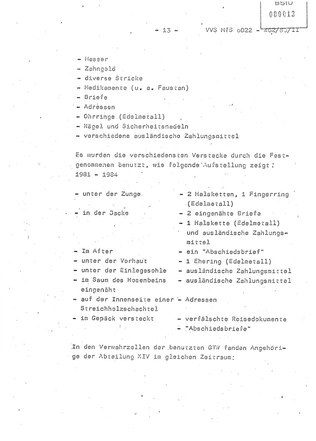 Der Untersuchungshaftvollzug im MfS, Schulungsmaterial Teil Ⅱ, Ministerium für Staatssicherheit [Deutsche Demokratische Republik (DDR)], Abteilung (Abt.) ⅩⅣ, Vertrauliche Verschlußsache (VVS) o022-462/85/Ⅱ, Berlin 1985, Seite 13 (Sch.-Mat. Ⅱ MfS DDR Abt. ⅩⅣ VVS o022-462/85/Ⅱ 1985, S. 13)