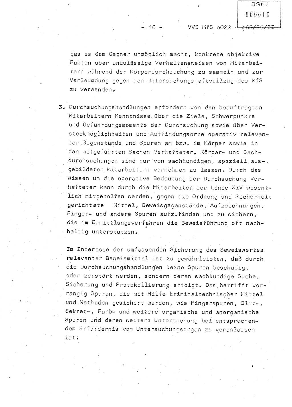 Der Untersuchungshaftvollzug im MfS, Schulungsmaterial Teil Ⅱ, Ministerium für Staatssicherheit [Deutsche Demokratische Republik (DDR)], Abteilung (Abt.) ⅩⅣ, Vertrauliche Verschlußsache (VVS) o022-462/85/Ⅱ, Berlin 1985, Seite 16 (Sch.-Mat. Ⅱ MfS DDR Abt. ⅩⅣ VVS o022-462/85/Ⅱ 1985, S. 16)