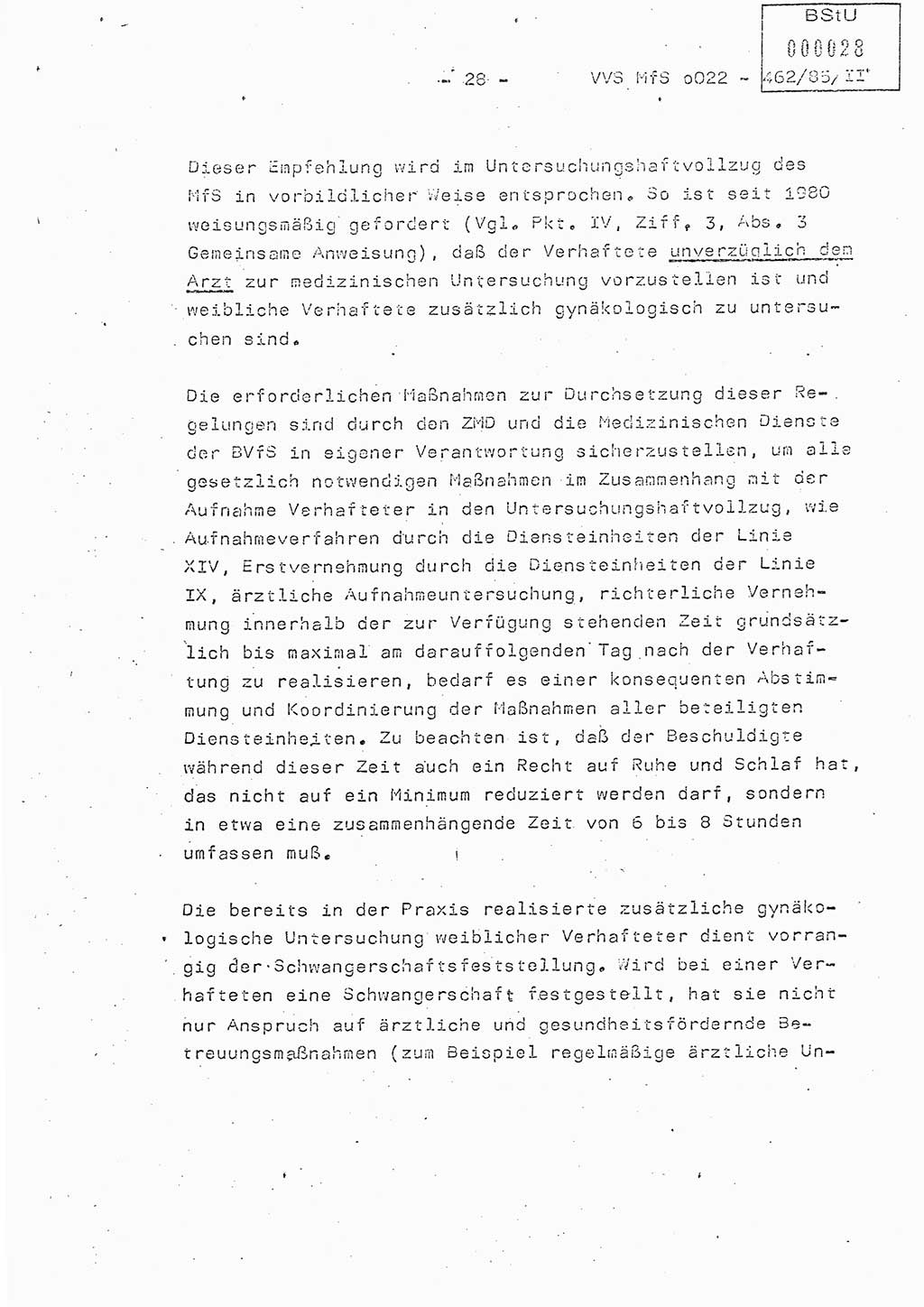 Der Untersuchungshaftvollzug im MfS, Schulungsmaterial Teil Ⅱ, Ministerium für Staatssicherheit [Deutsche Demokratische Republik (DDR)], Abteilung (Abt.) ⅩⅣ, Vertrauliche Verschlußsache (VVS) o022-462/85/Ⅱ, Berlin 1985, Seite 28 (Sch.-Mat. Ⅱ MfS DDR Abt. ⅩⅣ VVS o022-462/85/Ⅱ 1985, S. 28)