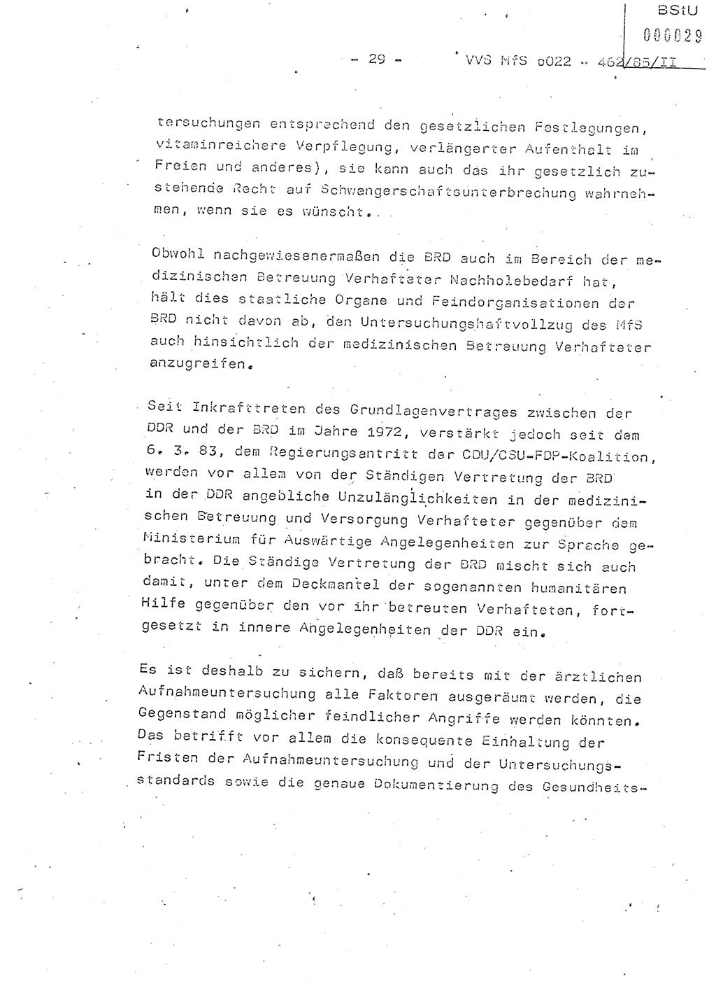 Der Untersuchungshaftvollzug im MfS, Schulungsmaterial Teil Ⅱ, Ministerium für Staatssicherheit [Deutsche Demokratische Republik (DDR)], Abteilung (Abt.) ⅩⅣ, Vertrauliche Verschlußsache (VVS) o022-462/85/Ⅱ, Berlin 1985, Seite 29 (Sch.-Mat. Ⅱ MfS DDR Abt. ⅩⅣ VVS o022-462/85/Ⅱ 1985, S. 29)