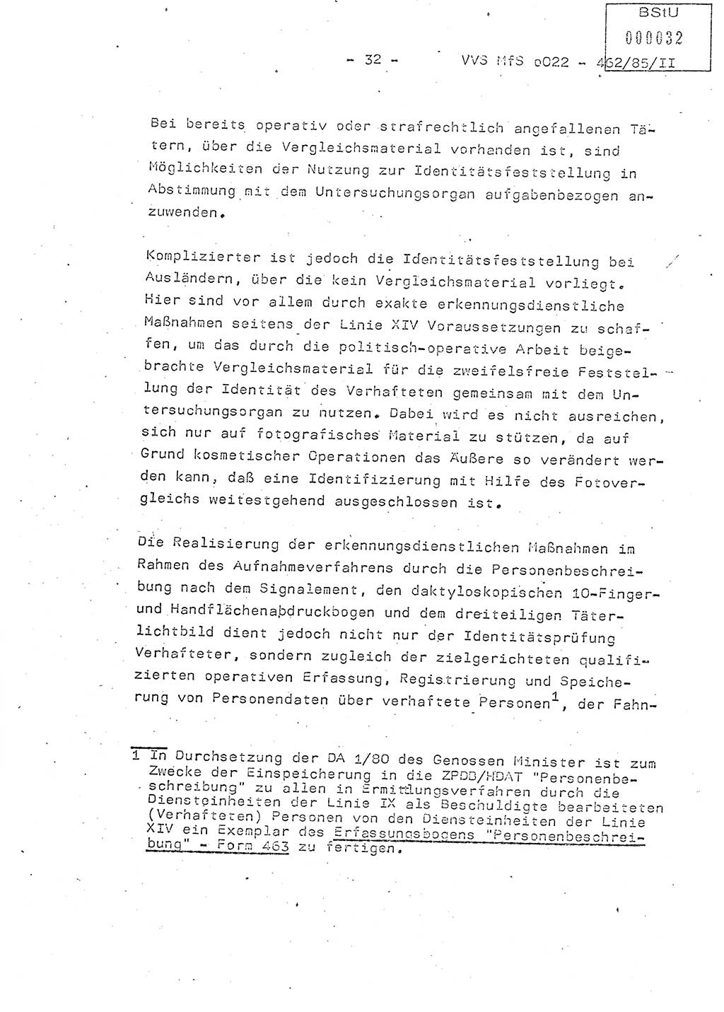 Der Untersuchungshaftvollzug im MfS, Schulungsmaterial Teil Ⅱ, Ministerium für Staatssicherheit [Deutsche Demokratische Republik (DDR)], Abteilung (Abt.) ⅩⅣ, Vertrauliche Verschlußsache (VVS) o022-462/85/Ⅱ, Berlin 1985, Seite 32 (Sch.-Mat. Ⅱ MfS DDR Abt. ⅩⅣ VVS o022-462/85/Ⅱ 1985, S. 32)