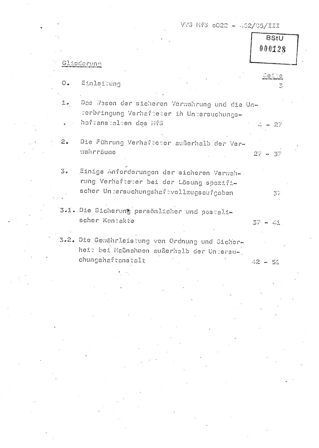 Der Untersuchungshaftvollzug im MfS, Schulungsmaterial Teil Ⅲ, Ministerium für Staatssicherheit [Deutsche Demokratische Republik (DDR)], Abteilung (Abt.) ⅩⅣ, Vertrauliche Verschlußsache (VVS) o022-462/85/Ⅲ, Berlin 1985, Seite 2 (Sch.-Mat. Ⅲ MfS DDR Abt. ⅩⅣ VVS o022-462/85/Ⅲ 1985, S. 2)