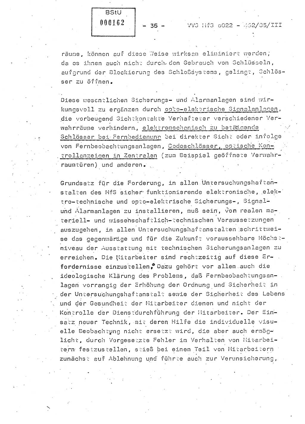 Der Untersuchungshaftvollzug im MfS, Schulungsmaterial Teil Ⅲ, Ministerium für Staatssicherheit [Deutsche Demokratische Republik (DDR)], Abteilung (Abt.) ⅩⅣ, Vertrauliche Verschlußsache (VVS) o022-462/85/Ⅲ, Berlin 1985, Seite 36 (Sch.-Mat. Ⅲ MfS DDR Abt. ⅩⅣ VVS o022-462/85/Ⅲ 1985, S. 36)