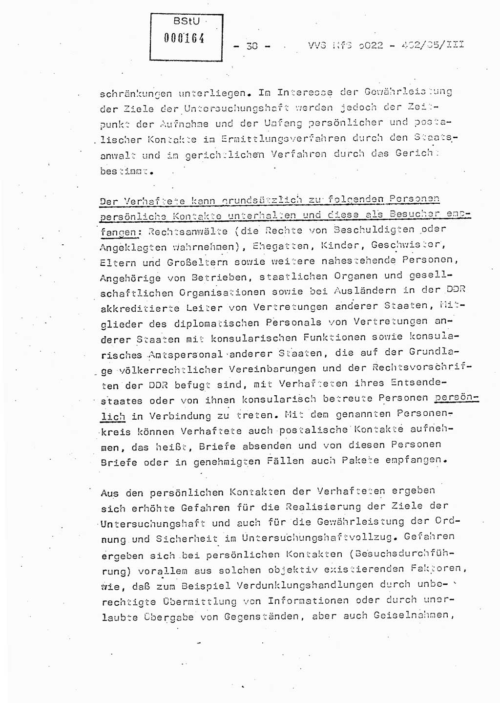 Der Untersuchungshaftvollzug im MfS, Schulungsmaterial Teil Ⅲ, Ministerium für Staatssicherheit [Deutsche Demokratische Republik (DDR)], Abteilung (Abt.) ⅩⅣ, Vertrauliche Verschlußsache (VVS) o022-462/85/Ⅲ, Berlin 1985, Seite 38 (Sch.-Mat. Ⅲ MfS DDR Abt. ⅩⅣ VVS o022-462/85/Ⅲ 1985, S. 38)