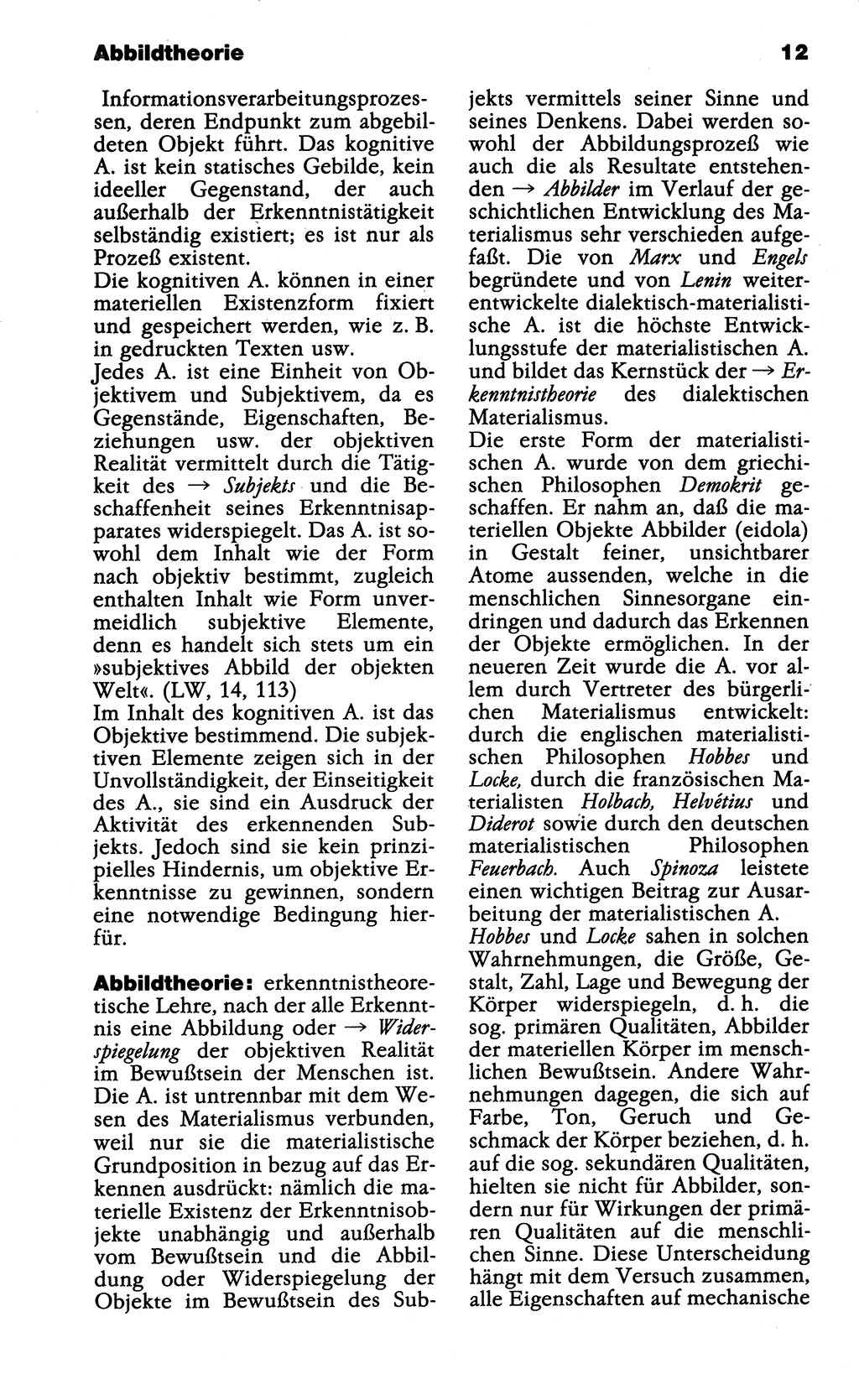Wörterbuch der marxistisch-leninistischen Philosophie [Deutsche Demokratische Republik (DDR)] 1985, Seite 12 (Wb. ML Phil. DDR 1985, S. 12)
