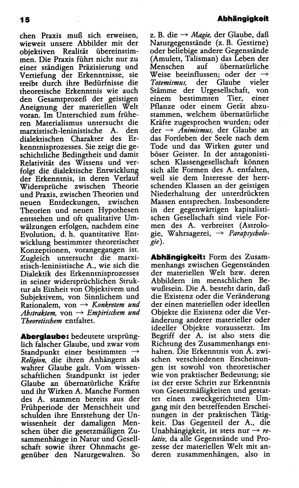 Wörterbuch der marxistisch-leninistischen Philosophie [Deutsche Demokratische Republik (DDR)] 1985, Seite 15 (Wb. ML Phil. DDR 1985, S. 15)