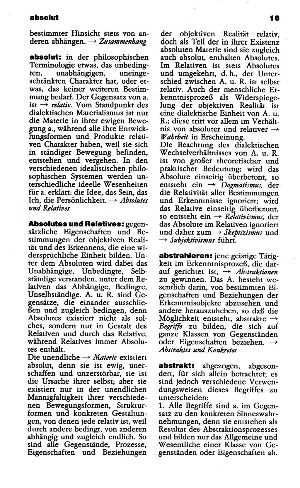 Wörterbuch der marxistisch-leninistischen Philosophie [Deutsche Demokratische Republik (DDR)] 1985, Seite 16 (Wb. ML Phil. DDR 1985, S. 16)