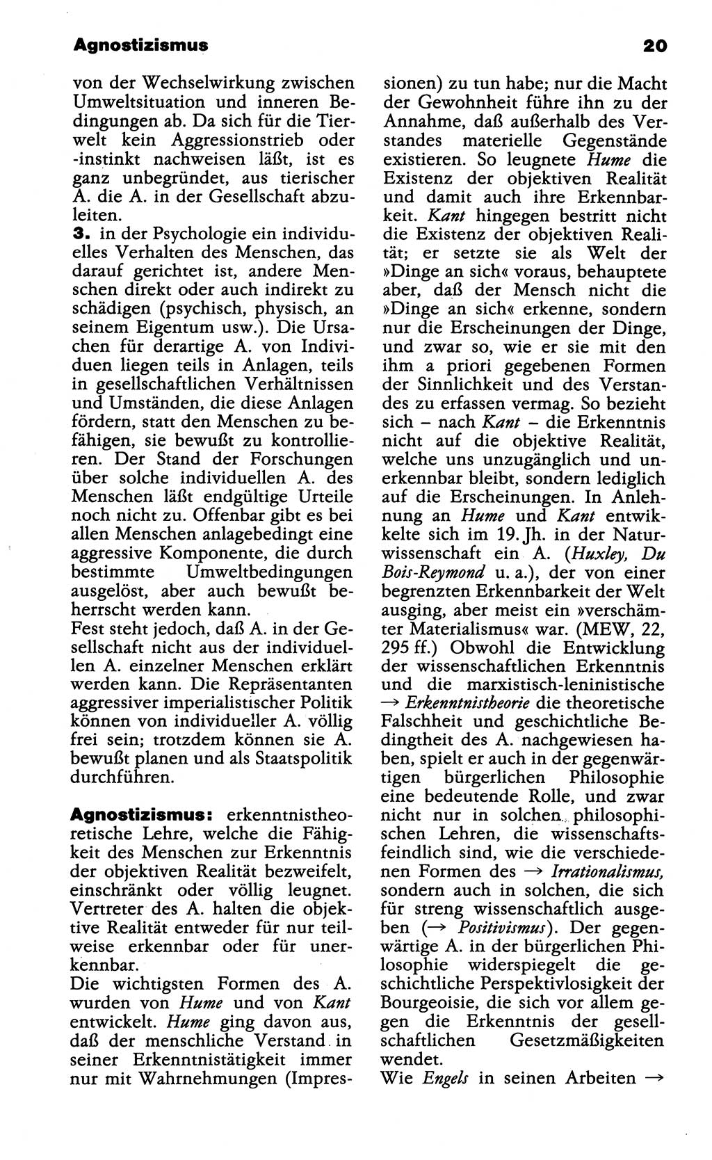 Wörterbuch der marxistisch-leninistischen Philosophie [Deutsche Demokratische Republik (DDR)] 1985, Seite 20 (Wb. ML Phil. DDR 1985, S. 20)