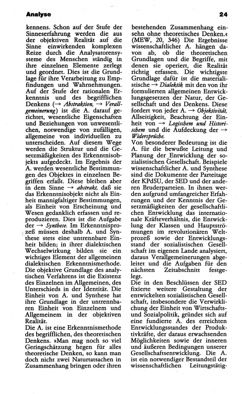 Wörterbuch der marxistisch-leninistischen Philosophie [Deutsche Demokratische Republik (DDR)] 1985, Seite 24 (Wb. ML Phil. DDR 1985, S. 24)