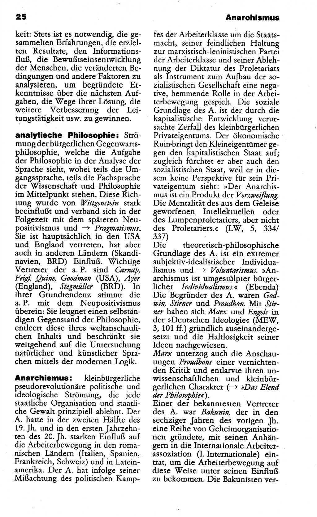 Wörterbuch der marxistisch-leninistischen Philosophie [Deutsche Demokratische Republik (DDR)] 1985, Seite 25 (Wb. ML Phil. DDR 1985, S. 25)