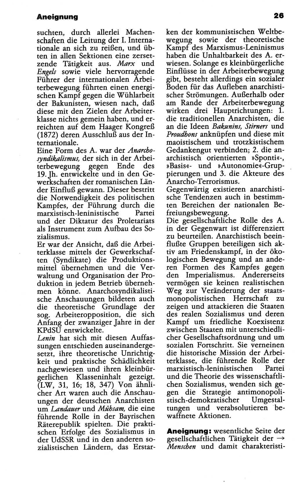 Wörterbuch der marxistisch-leninistischen Philosophie [Deutsche Demokratische Republik (DDR)] 1985, Seite 26 (Wb. ML Phil. DDR 1985, S. 26)