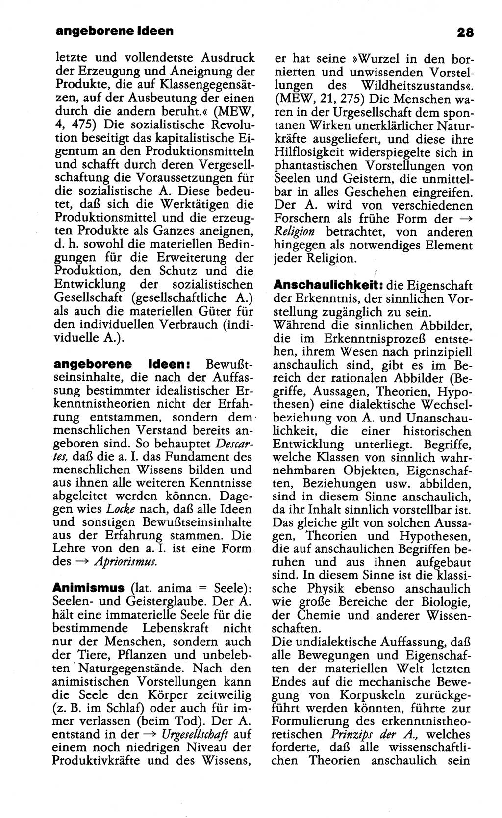 Wörterbuch der marxistisch-leninistischen Philosophie [Deutsche Demokratische Republik (DDR)] 1985, Seite 28 (Wb. ML Phil. DDR 1985, S. 28)