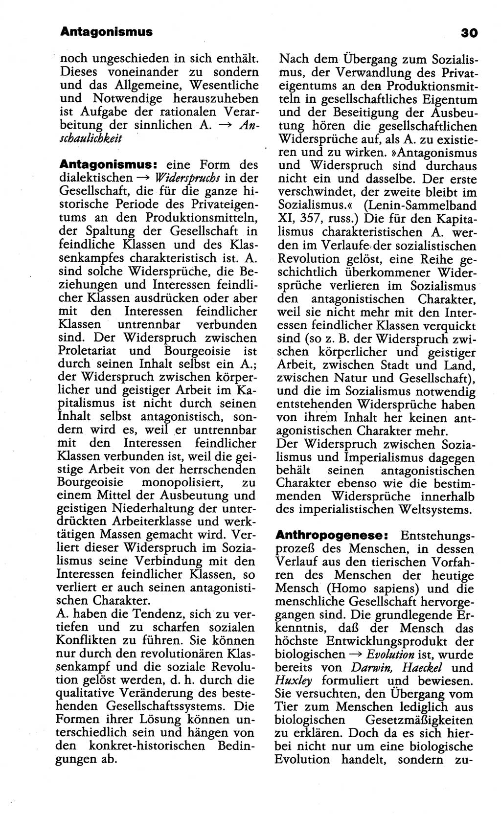 Wörterbuch der marxistisch-leninistischen Philosophie [Deutsche Demokratische Republik (DDR)] 1985, Seite 30 (Wb. ML Phil. DDR 1985, S. 30)