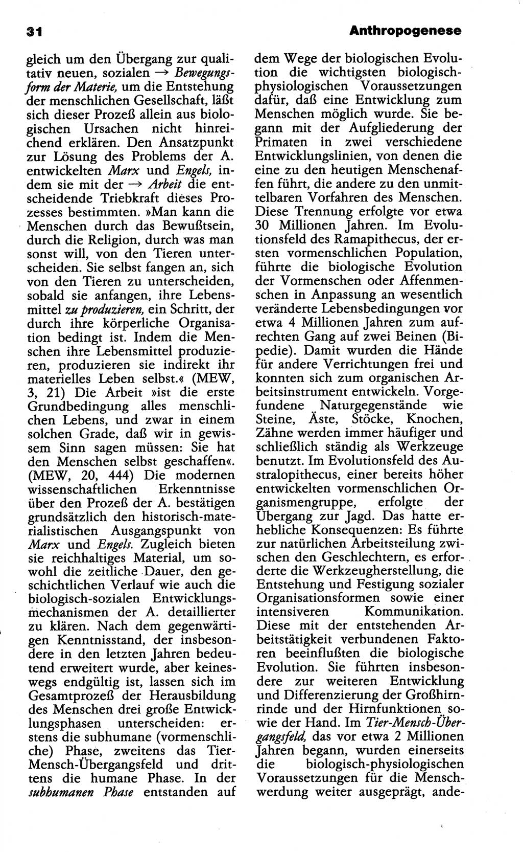 Wörterbuch der marxistisch-leninistischen Philosophie [Deutsche Demokratische Republik (DDR)] 1985, Seite 31 (Wb. ML Phil. DDR 1985, S. 31)