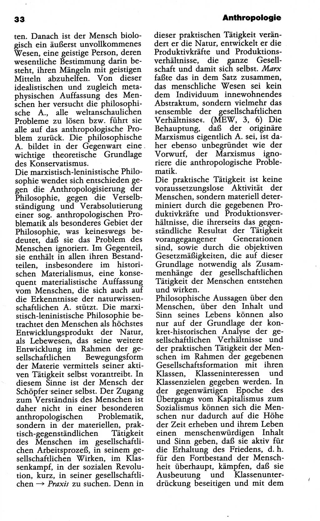 Wörterbuch der marxistisch-leninistischen Philosophie [Deutsche Demokratische Republik (DDR)] 1985, Seite 33 (Wb. ML Phil. DDR 1985, S. 33)