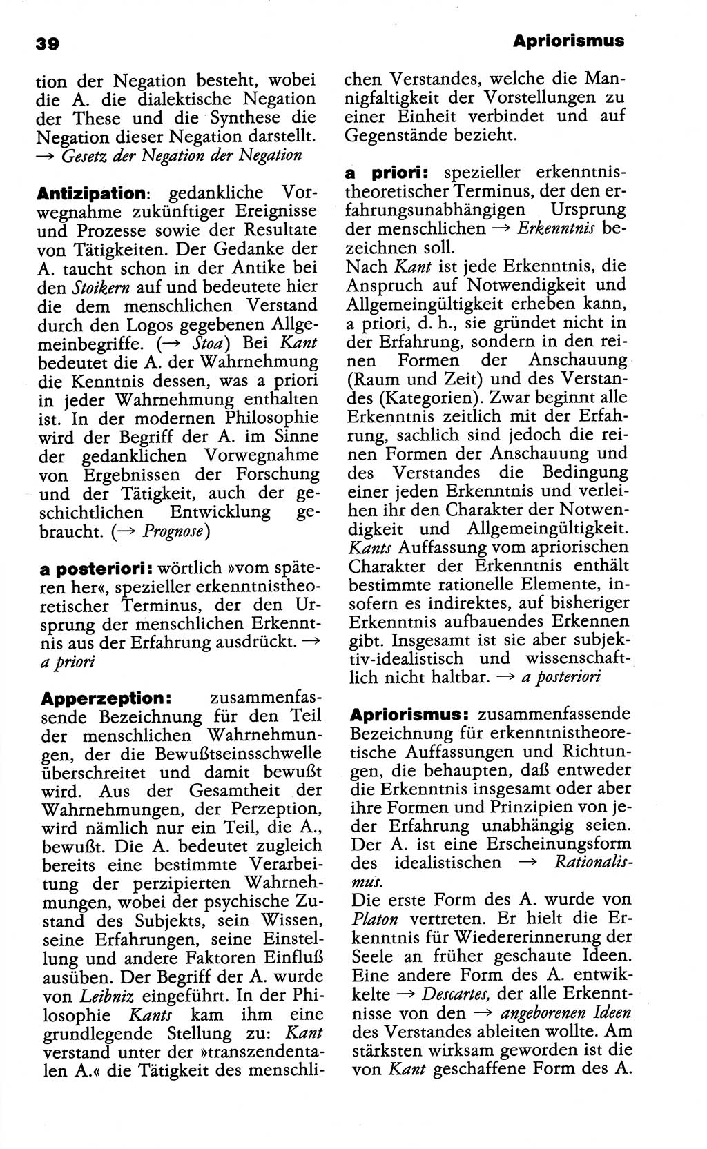 Wörterbuch der marxistisch-leninistischen Philosophie [Deutsche Demokratische Republik (DDR)] 1985, Seite 39 (Wb. ML Phil. DDR 1985, S. 39)
