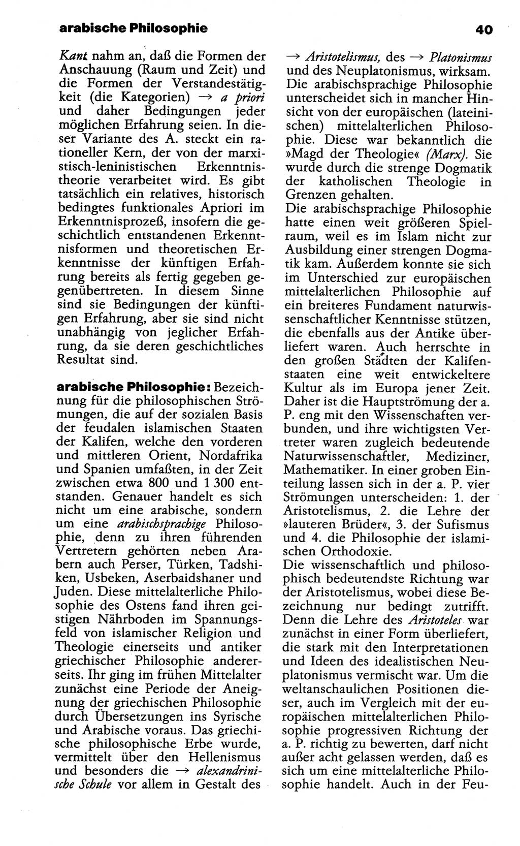 Wörterbuch der marxistisch-leninistischen Philosophie [Deutsche Demokratische Republik (DDR)] 1985, Seite 40 (Wb. ML Phil. DDR 1985, S. 40)