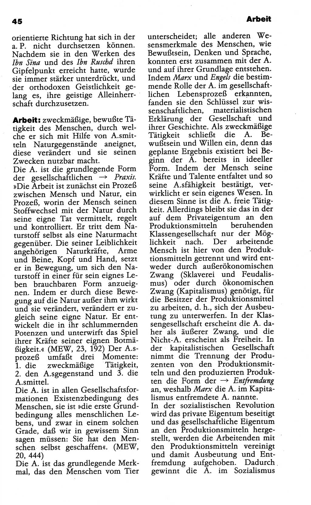 Wörterbuch der marxistisch-leninistischen Philosophie [Deutsche Demokratische Republik (DDR)] 1985, Seite 45 (Wb. ML Phil. DDR 1985, S. 45)