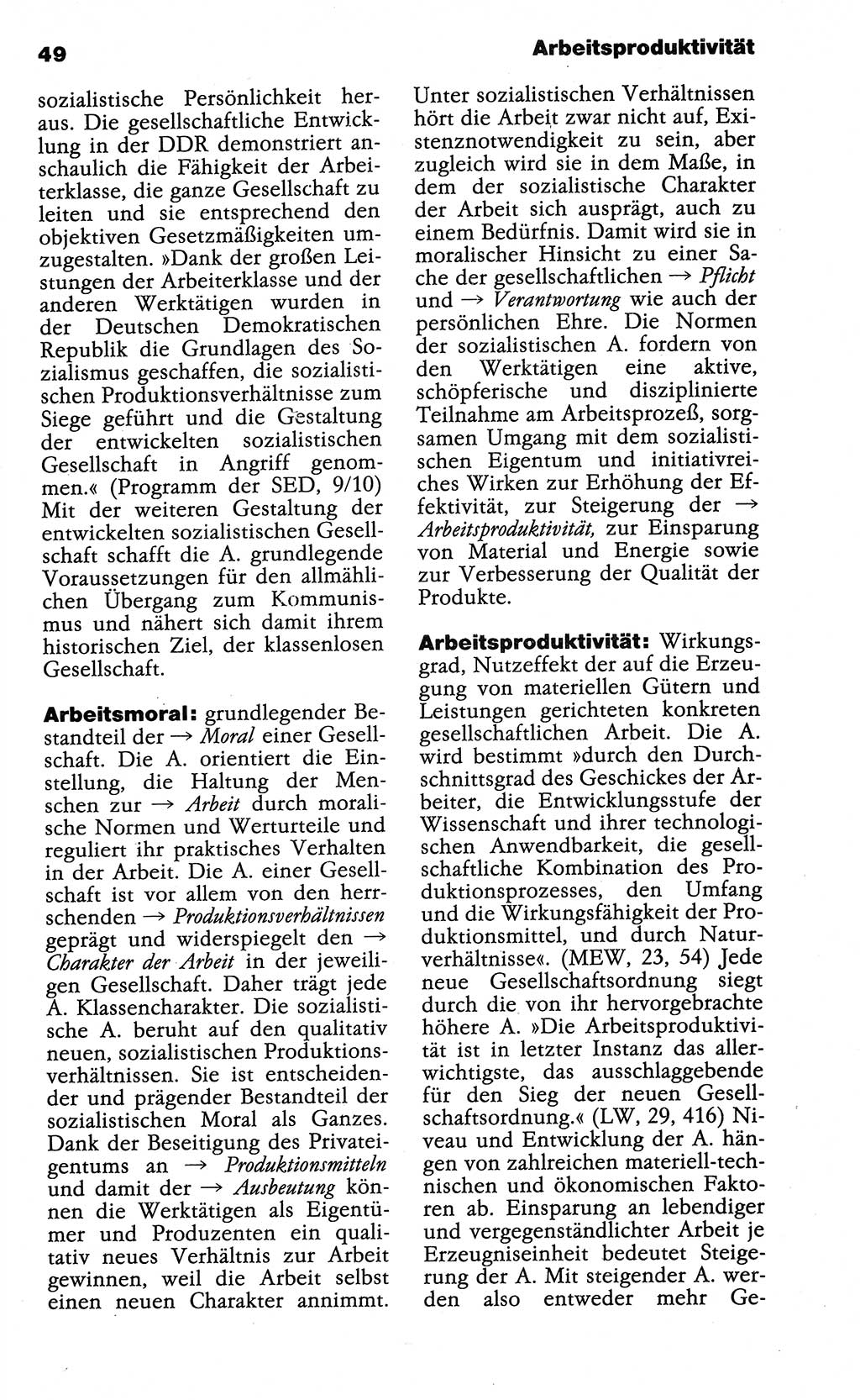 Wörterbuch der marxistisch-leninistischen Philosophie [Deutsche Demokratische Republik (DDR)] 1985, Seite 49 (Wb. ML Phil. DDR 1985, S. 49)