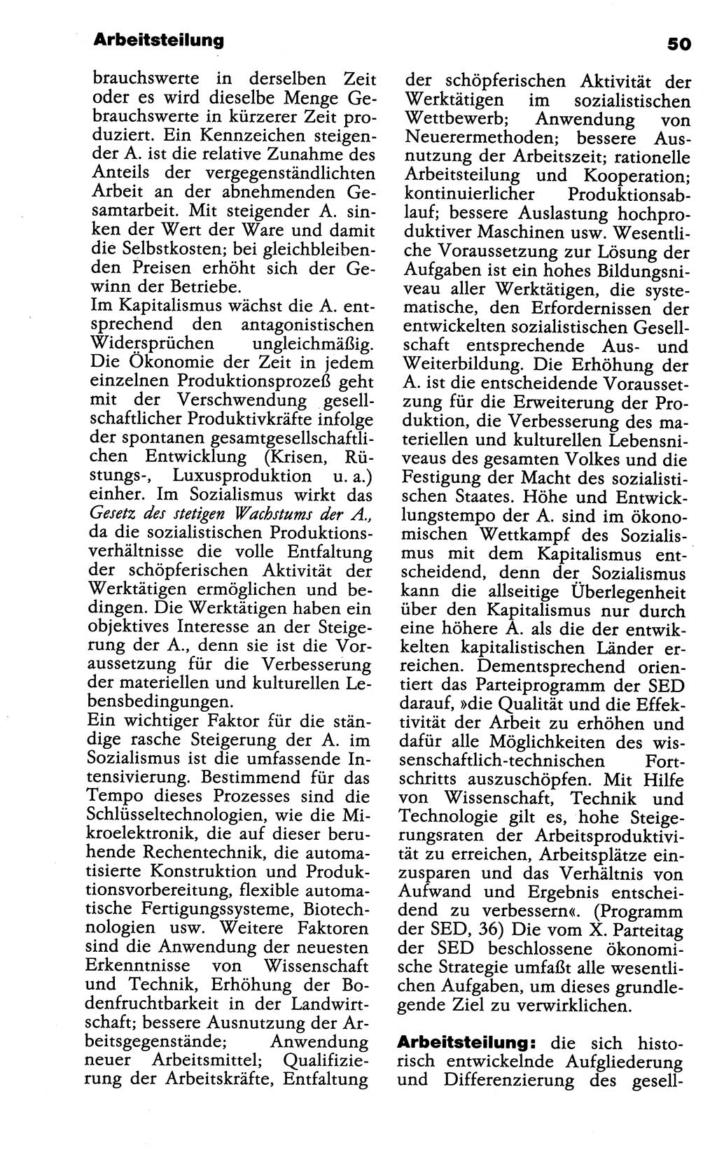 Wörterbuch der marxistisch-leninistischen Philosophie [Deutsche Demokratische Republik (DDR)] 1985, Seite 50 (Wb. ML Phil. DDR 1985, S. 50)