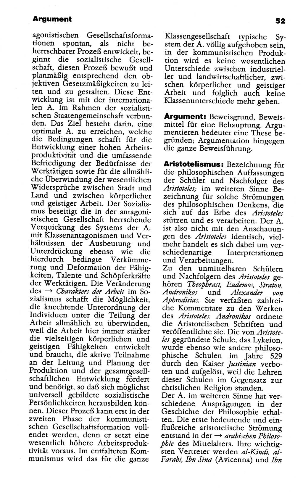 Wörterbuch der marxistisch-leninistischen Philosophie [Deutsche Demokratische Republik (DDR)] 1985, Seite 52 (Wb. ML Phil. DDR 1985, S. 52)