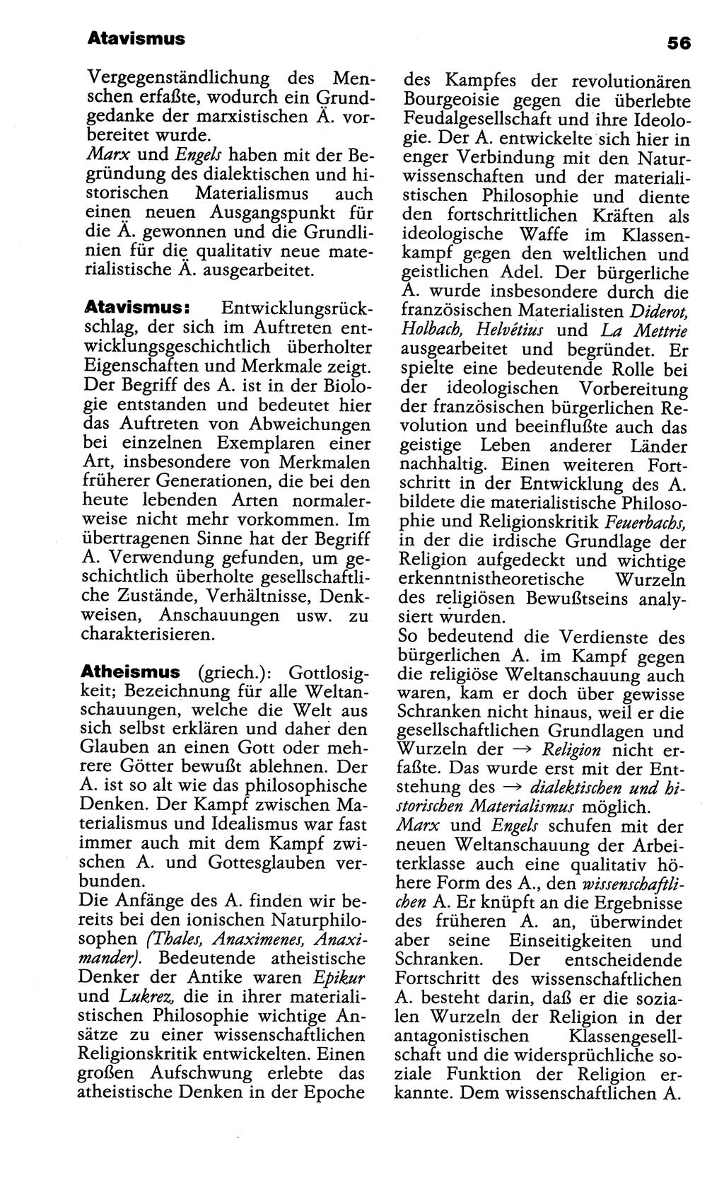 Wörterbuch der marxistisch-leninistischen Philosophie [Deutsche Demokratische Republik (DDR)] 1985, Seite 56 (Wb. ML Phil. DDR 1985, S. 56)