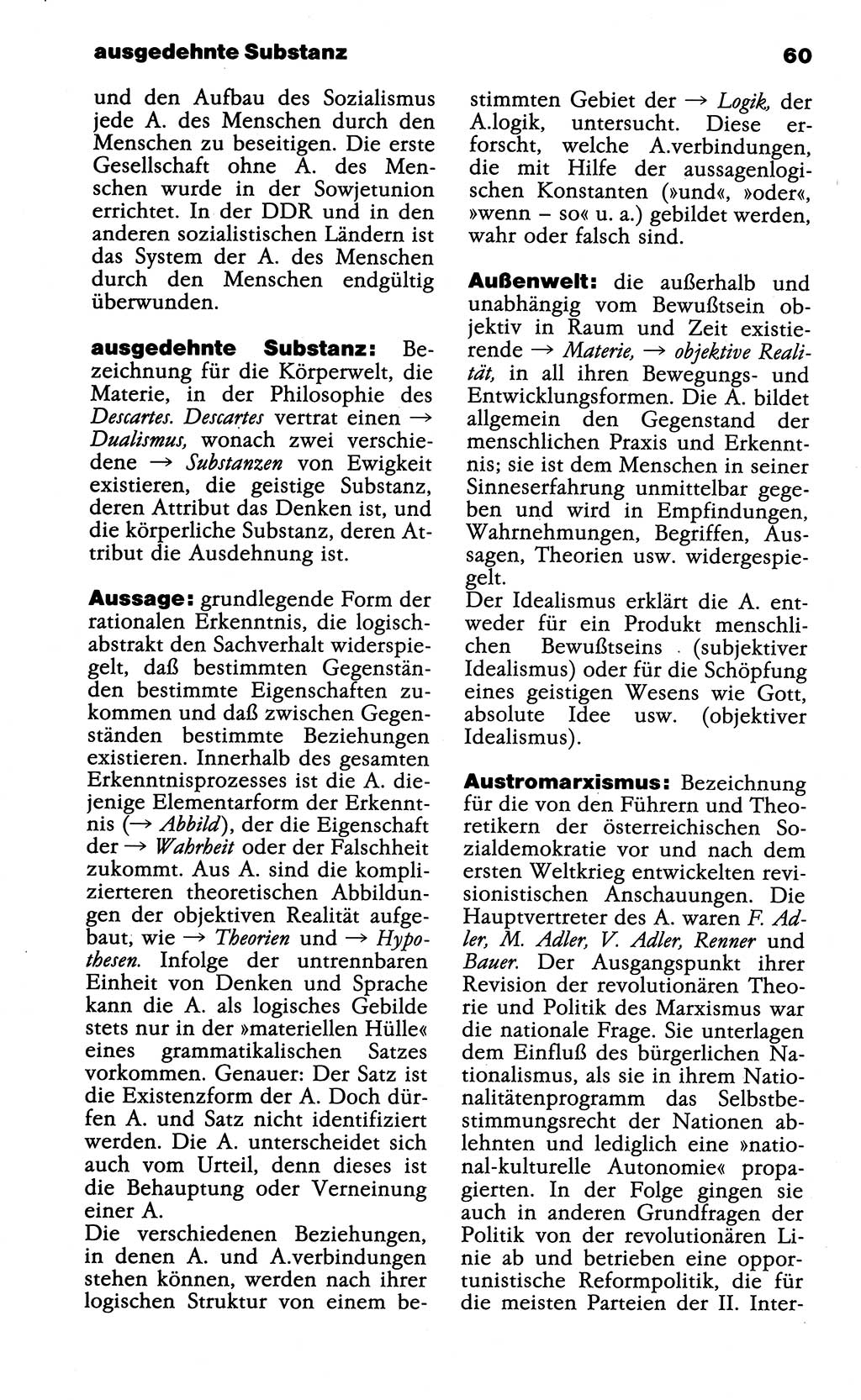 Wörterbuch der marxistisch-leninistischen Philosophie [Deutsche Demokratische Republik (DDR)] 1985, Seite 60 (Wb. ML Phil. DDR 1985, S. 60)