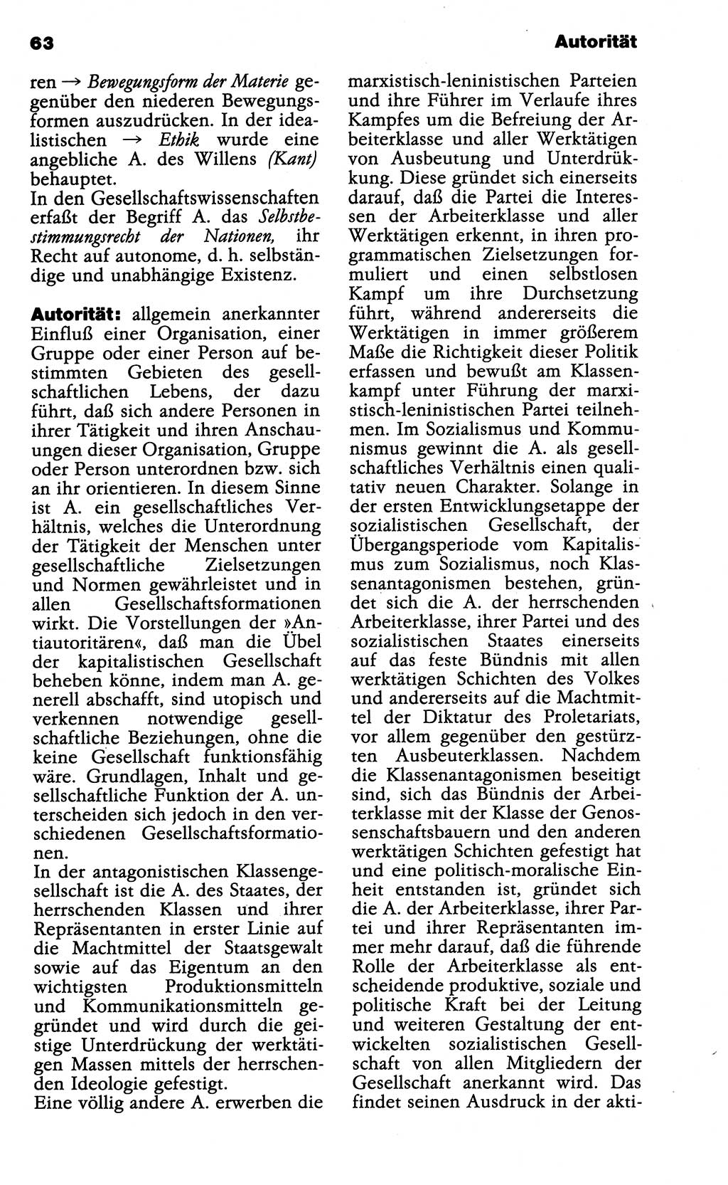 Wörterbuch der marxistisch-leninistischen Philosophie [Deutsche Demokratische Republik (DDR)] 1985, Seite 63 (Wb. ML Phil. DDR 1985, S. 63)