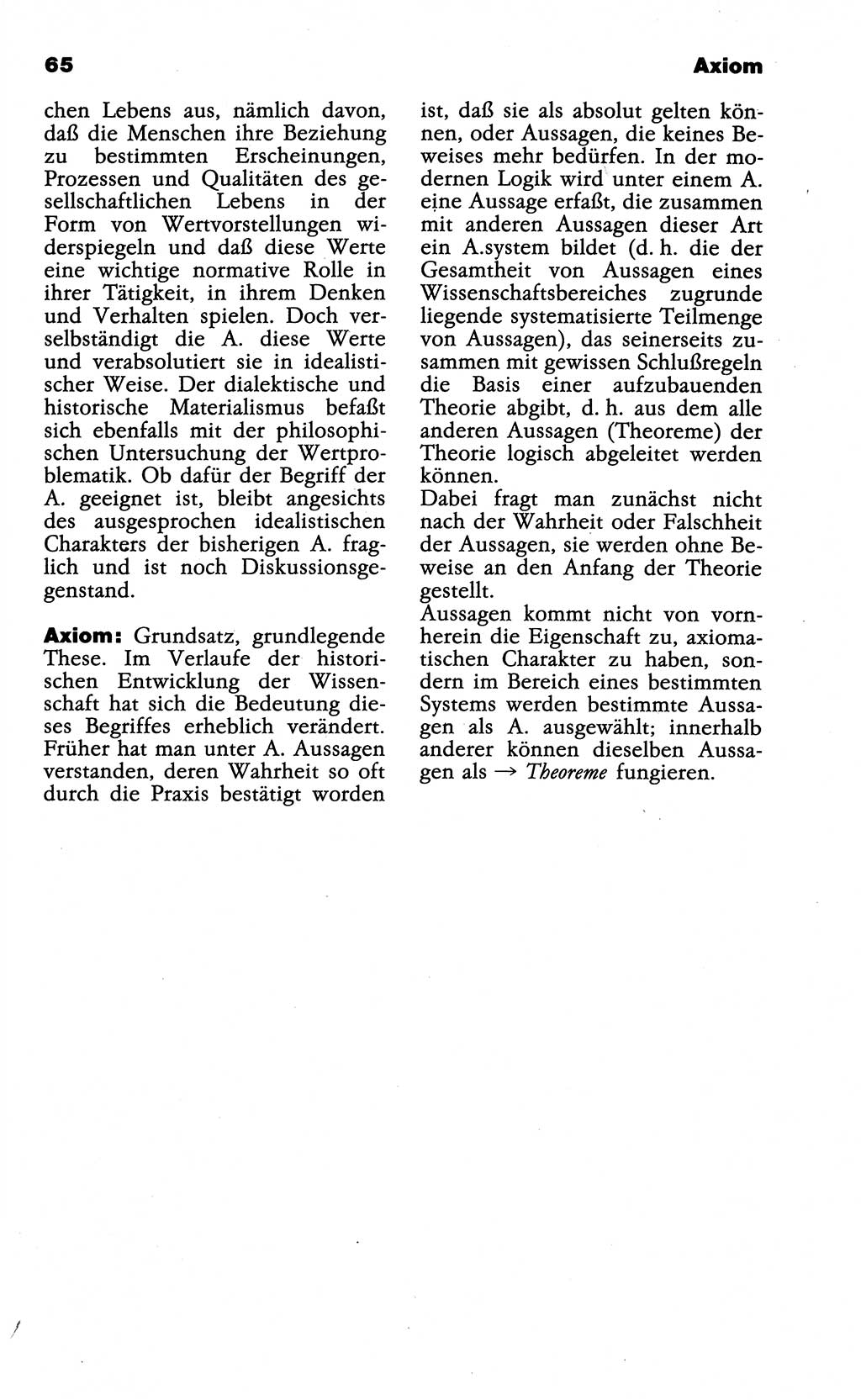 Wörterbuch der marxistisch-leninistischen Philosophie [Deutsche Demokratische Republik (DDR)] 1985, Seite 65 (Wb. ML Phil. DDR 1985, S. 65)
