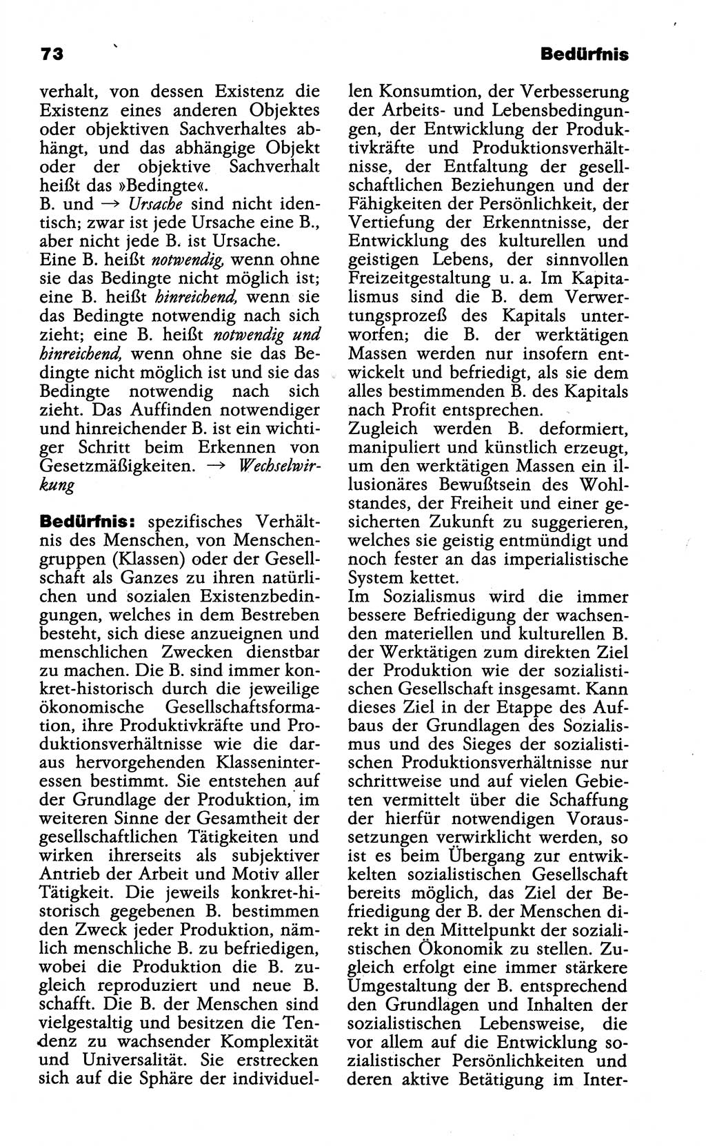 Wörterbuch der marxistisch-leninistischen Philosophie [Deutsche Demokratische Republik (DDR)] 1985, Seite 73 (Wb. ML Phil. DDR 1985, S. 73)