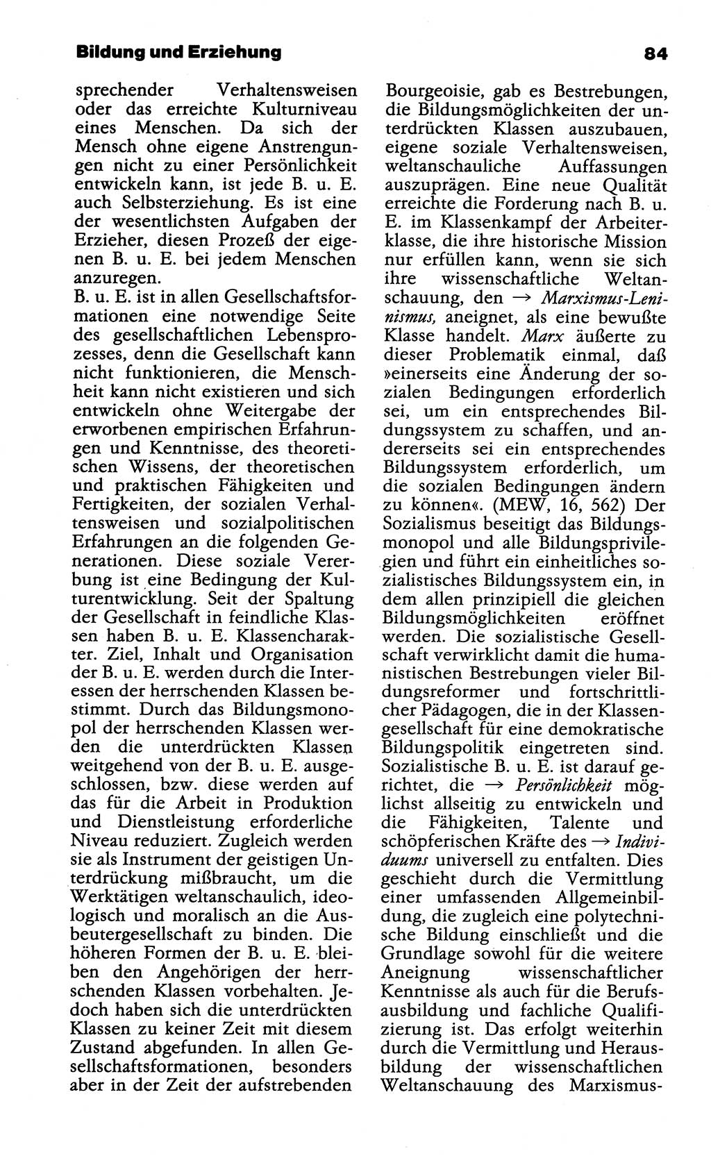 Wörterbuch der marxistisch-leninistischen Philosophie [Deutsche Demokratische Republik (DDR)] 1985, Seite 84 (Wb. ML Phil. DDR 1985, S. 84)