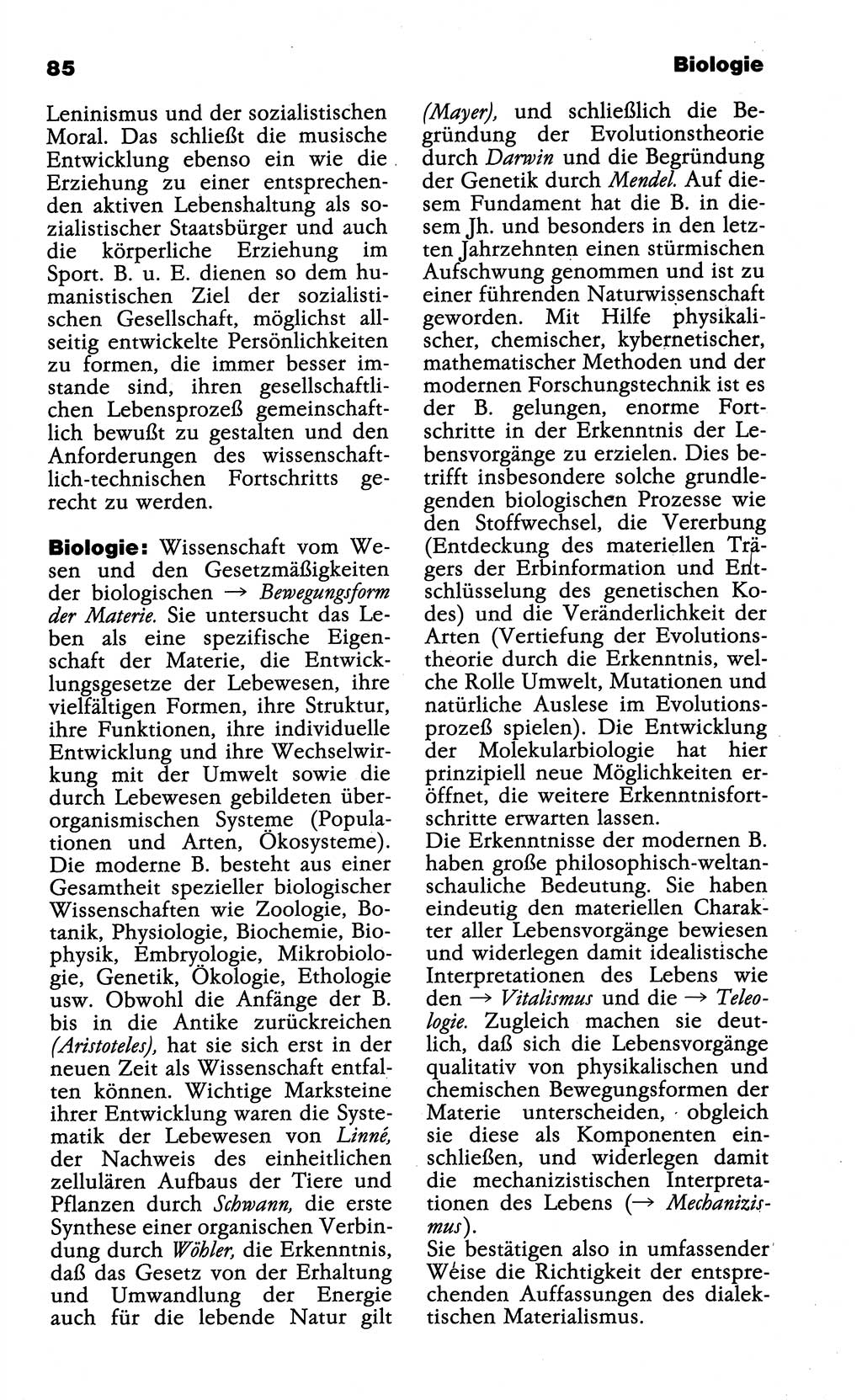 Wörterbuch der marxistisch-leninistischen Philosophie [Deutsche Demokratische Republik (DDR)] 1985, Seite 85 (Wb. ML Phil. DDR 1985, S. 85)