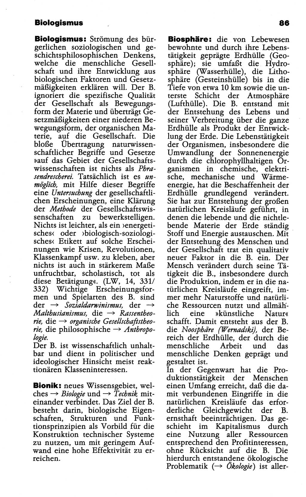 Wörterbuch der marxistisch-leninistischen Philosophie [Deutsche Demokratische Republik (DDR)] 1985, Seite 86 (Wb. ML Phil. DDR 1985, S. 86)