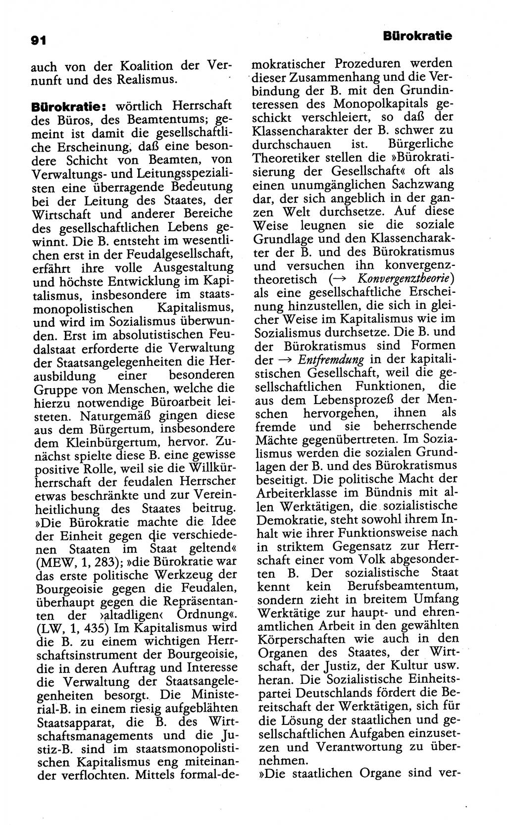 Wörterbuch der marxistisch-leninistischen Philosophie [Deutsche Demokratische Republik (DDR)] 1985, Seite 91 (Wb. ML Phil. DDR 1985, S. 91)
