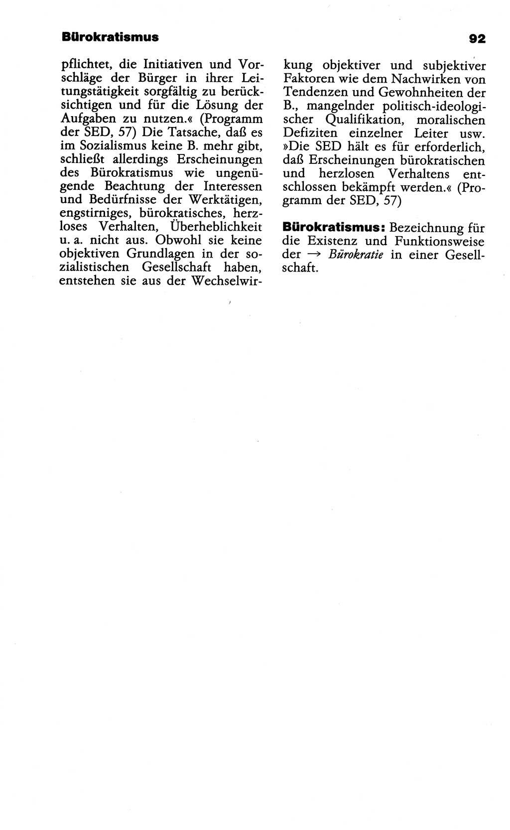 Wörterbuch der marxistisch-leninistischen Philosophie [Deutsche Demokratische Republik (DDR)] 1985, Seite 92 (Wb. ML Phil. DDR 1985, S. 92)