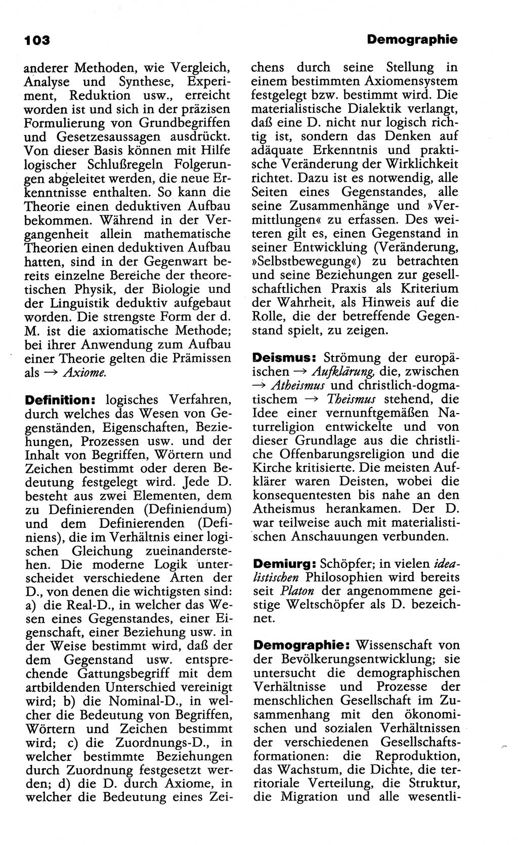 Wörterbuch der marxistisch-leninistischen Philosophie [Deutsche Demokratische Republik (DDR)] 1985, Seite 103 (Wb. ML Phil. DDR 1985, S. 103)