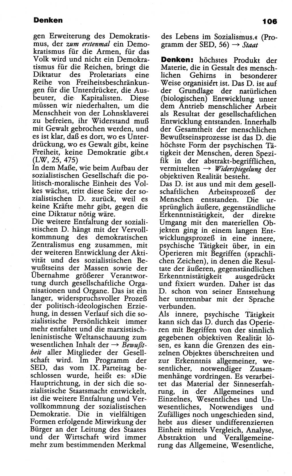 Wörterbuch der marxistisch-leninistischen Philosophie [Deutsche Demokratische Republik (DDR)] 1985, Seite 106 (Wb. ML Phil. DDR 1985, S. 106)