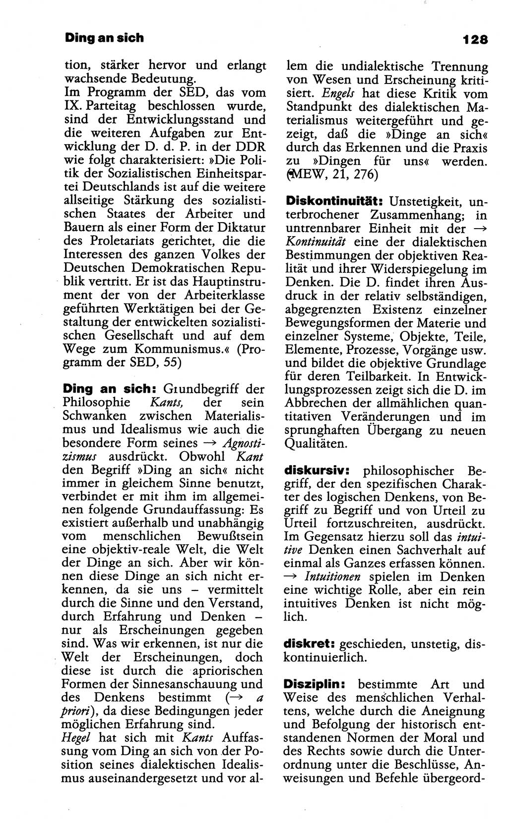 Wörterbuch der marxistisch-leninistischen Philosophie [Deutsche Demokratische Republik (DDR)] 1985, Seite 128 (Wb. ML Phil. DDR 1985, S. 128)