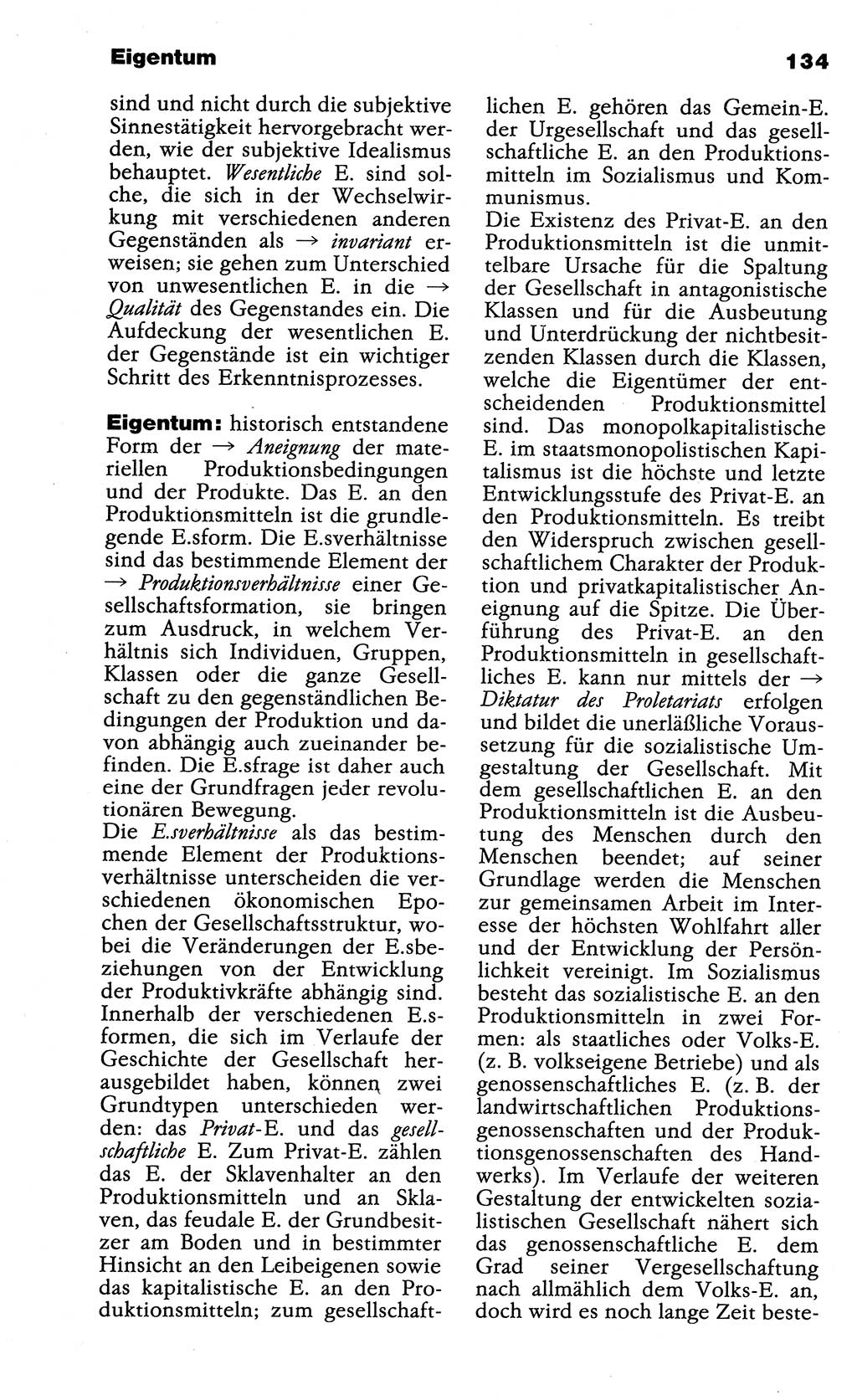 Wörterbuch der marxistisch-leninistischen Philosophie [Deutsche Demokratische Republik (DDR)] 1985, Seite 134 (Wb. ML Phil. DDR 1985, S. 134)