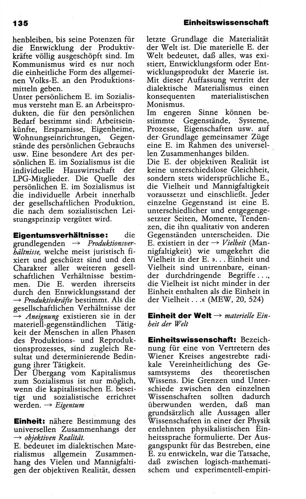 Wörterbuch der marxistisch-leninistischen Philosophie [Deutsche Demokratische Republik (DDR)] 1985, Seite 135 (Wb. ML Phil. DDR 1985, S. 135)