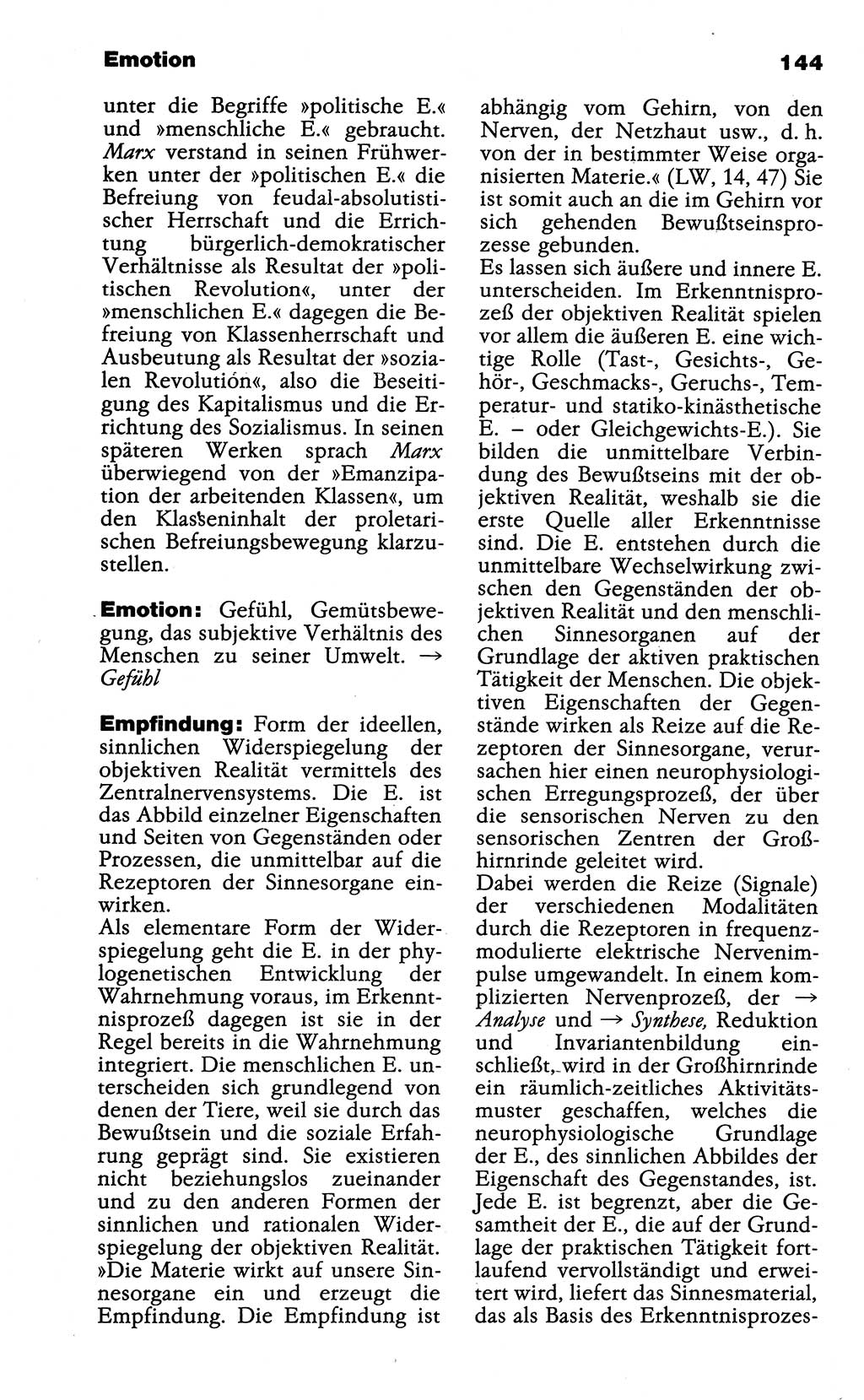 Wörterbuch der marxistisch-leninistischen Philosophie [Deutsche Demokratische Republik (DDR)] 1985, Seite 144 (Wb. ML Phil. DDR 1985, S. 144)