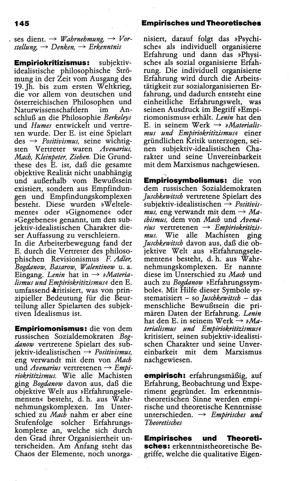 Wörterbuch der marxistisch-leninistischen Philosophie [Deutsche Demokratische Republik (DDR)] 1985, Seite 145 (Wb. ML Phil. DDR 1985, S. 145)